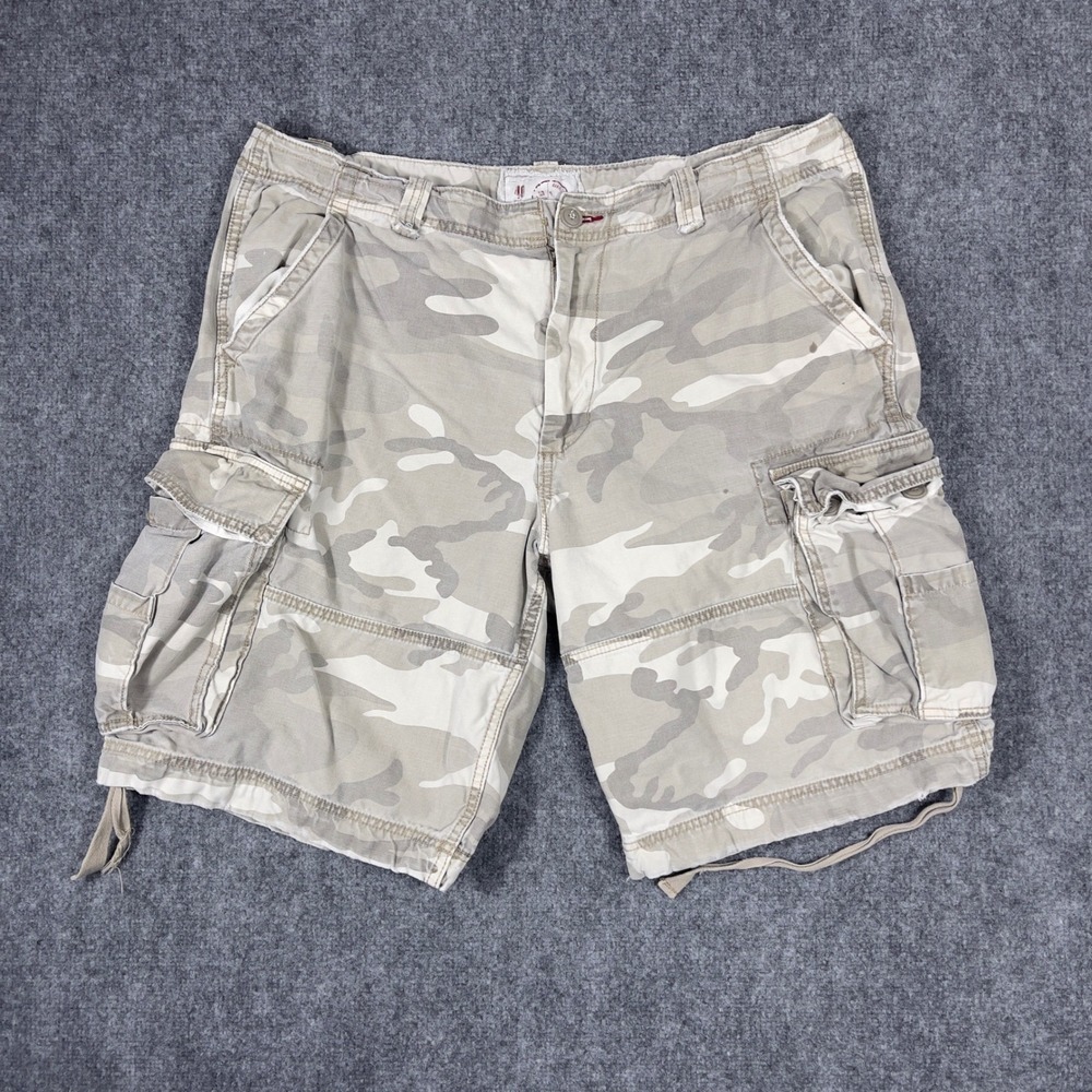 No Boundaries Cargo Shorts Mens 40 Tan Camouflage Drawstring Utility NB160001‎